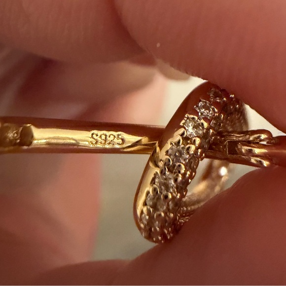 18k Gold Plate Sterling Silver Paper Clip Hoop Earrings - Picture 5 of 5